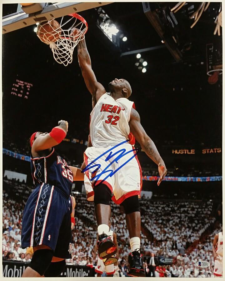 SHAQUILLE O'NEAL Signed 16x20 Photo Poster painting MIAMI HEAT Shaq Auto HOF w/ Beckett BAS COA