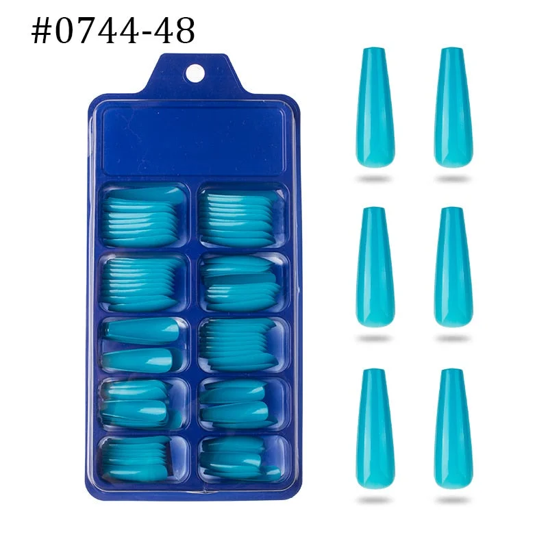 Lamemoria 100/500pcs/opp/box Fake Nails Coffin Nail Tips Press on Nails Natural Clear Long Ballerina DIY False Nail Full Cover-Nail Inspo