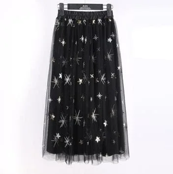 Black/Blue/Beige Sweet Shining Flower Skirt SP1812145