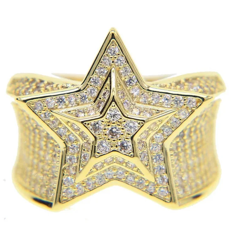 Big Star Ring All Iced Out CZ Stone Hiphop Rings-VESSFUL