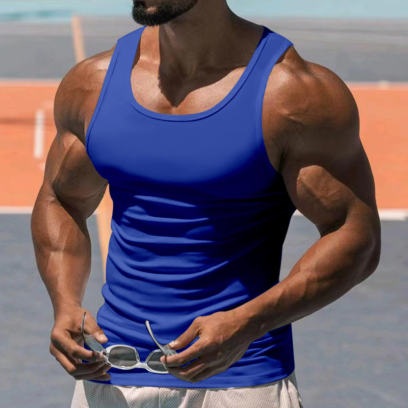 Men's Sporty Solid Color Crew Neck Slim Fit Tank Top