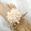 10PCS Neutral Beige Khaki Wedding Catering Bridal Groom Guests Corsage Boutonniere Wrist Artificial Flower Bouquets