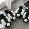 Gioiacombo™ Calde scarpe da casa carine per cani in bianco e nero in peluche