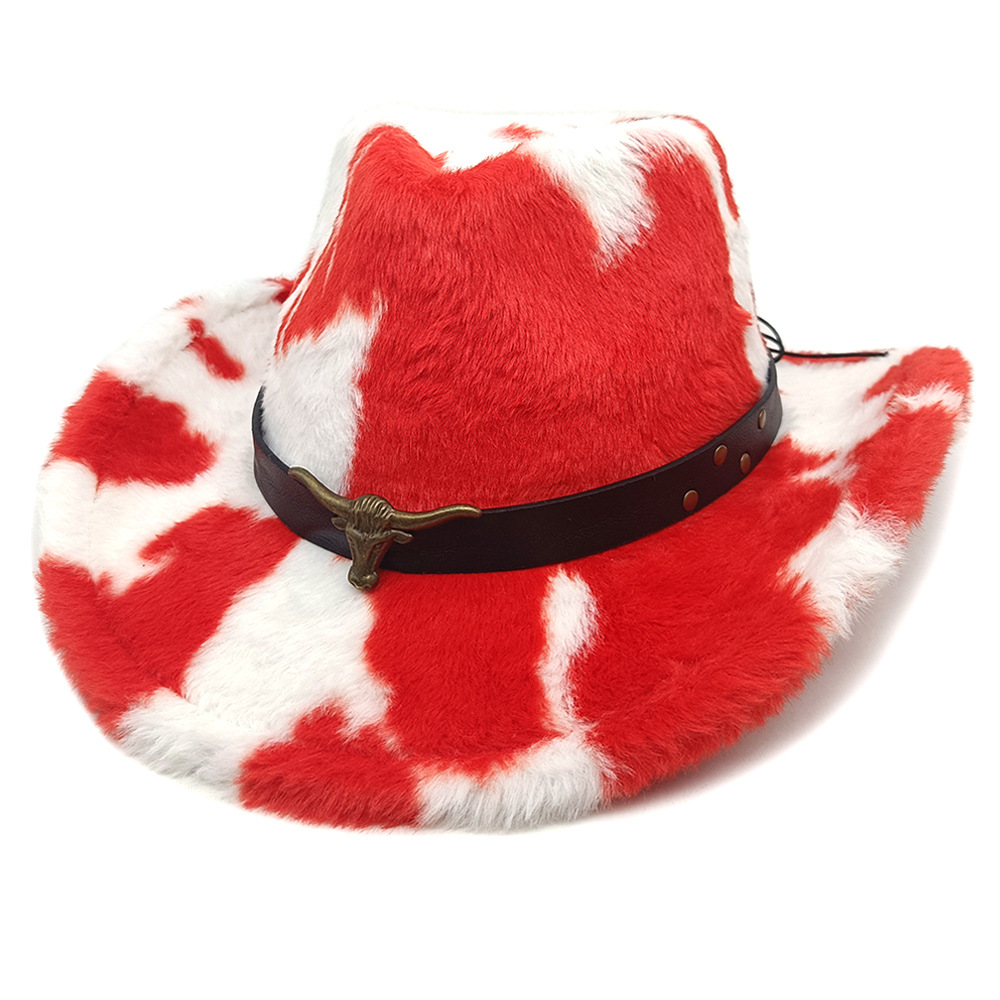 Warm Fleece Fashion Cow Print Denim Hat