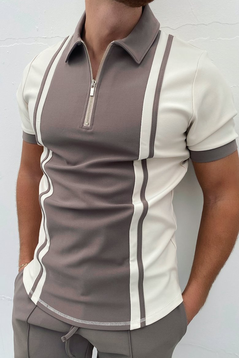 Rico contrast panel short sleeve polo shirt / [viawink] /