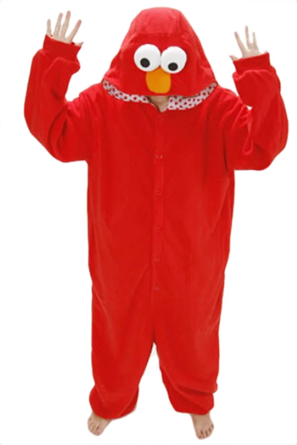 Womens Flannel Sesame Street Elmo Halloween Jumpsuit Costume-elleschic