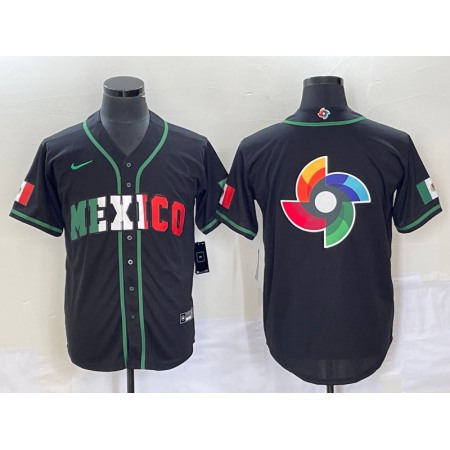 Men's Mexico Baseball 2023 Black World Baseball Classic Team Big Logo Stitched Jersey DO29