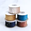 Velvet Golden Stars 3.8cm x 9m Gift Bouquet Wrapping Ribbon