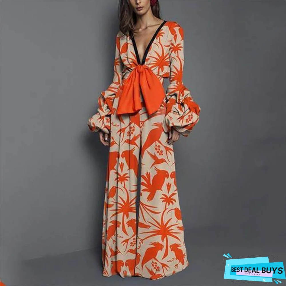 Women's Unique One-piece Culotte Sexy Print Dresses