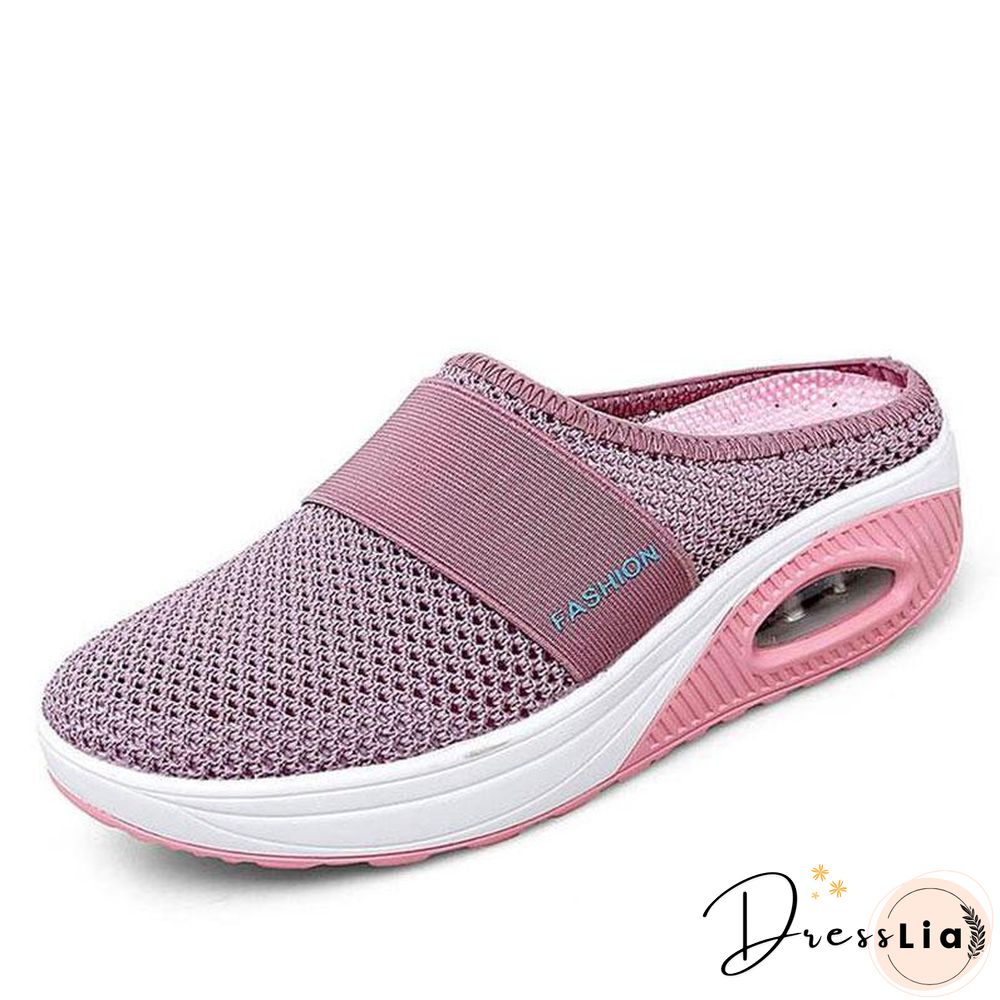 Women Mesh Lightweight Shoes Woman Slippers Wedge Shoes Female Air Cushion Sandals Thick Bottem Casual Sneakers Plus Size 43