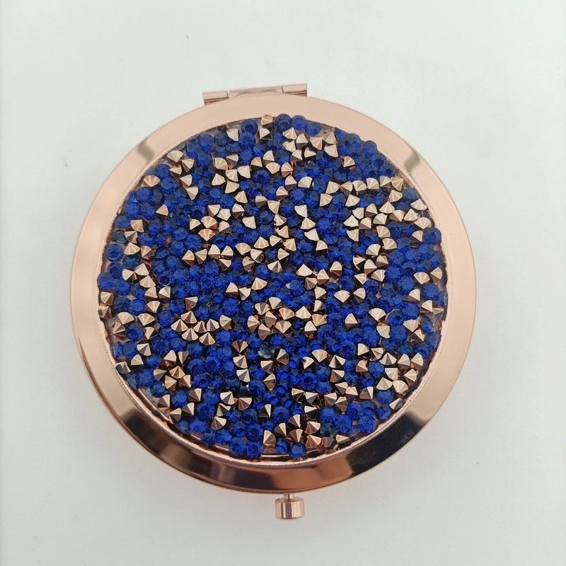 Retro Crystal Stick-on Round Double-sided Portable Mini Mirror