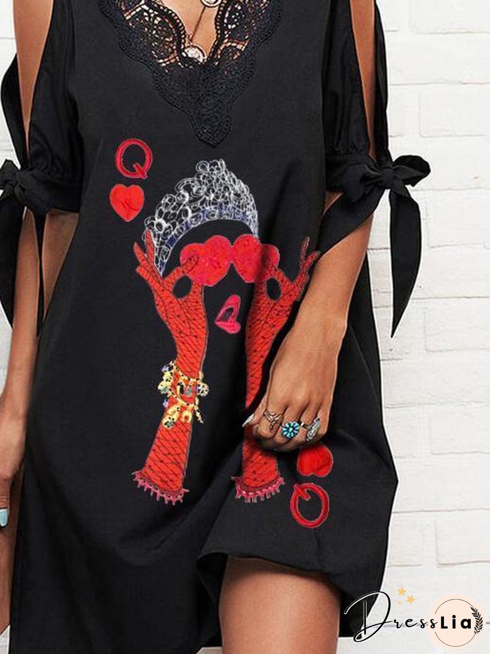 V-Necked Black Heart Dress