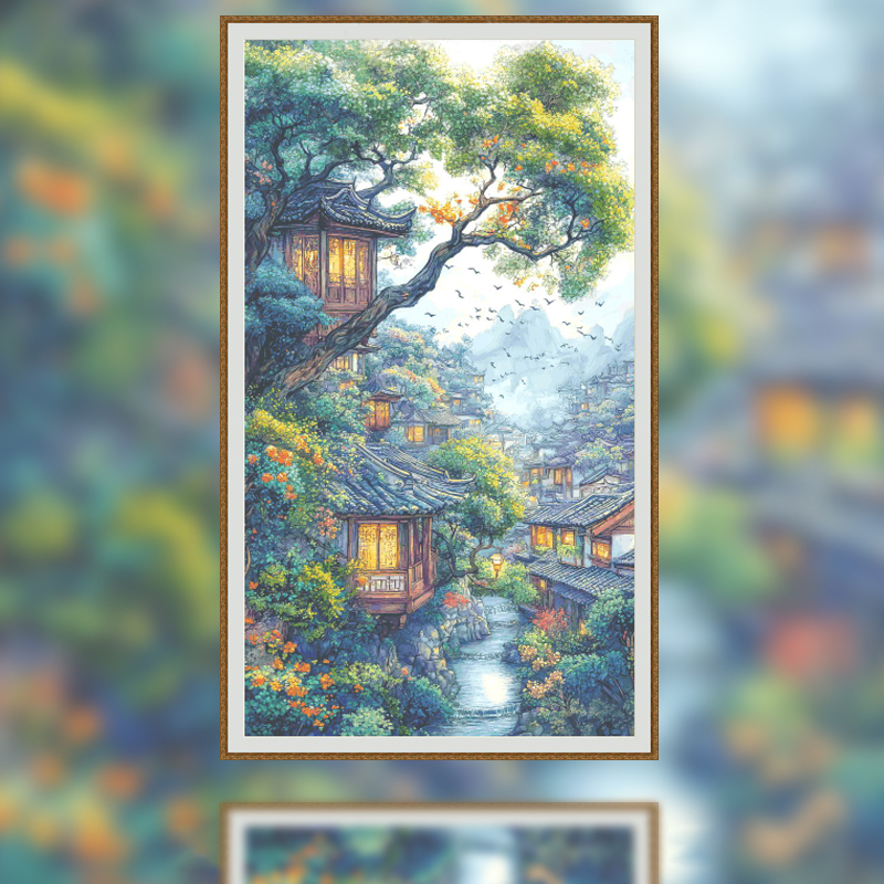【Fairy Brand】Summer In Jiangnan Full 14CT Pre-stamped Canvas(70*120cm) 103 Colors Egyptian Cotton Cross Stitch