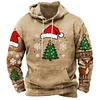 3D Print Men's Stitching Christmas Plaid Warm Hoodie