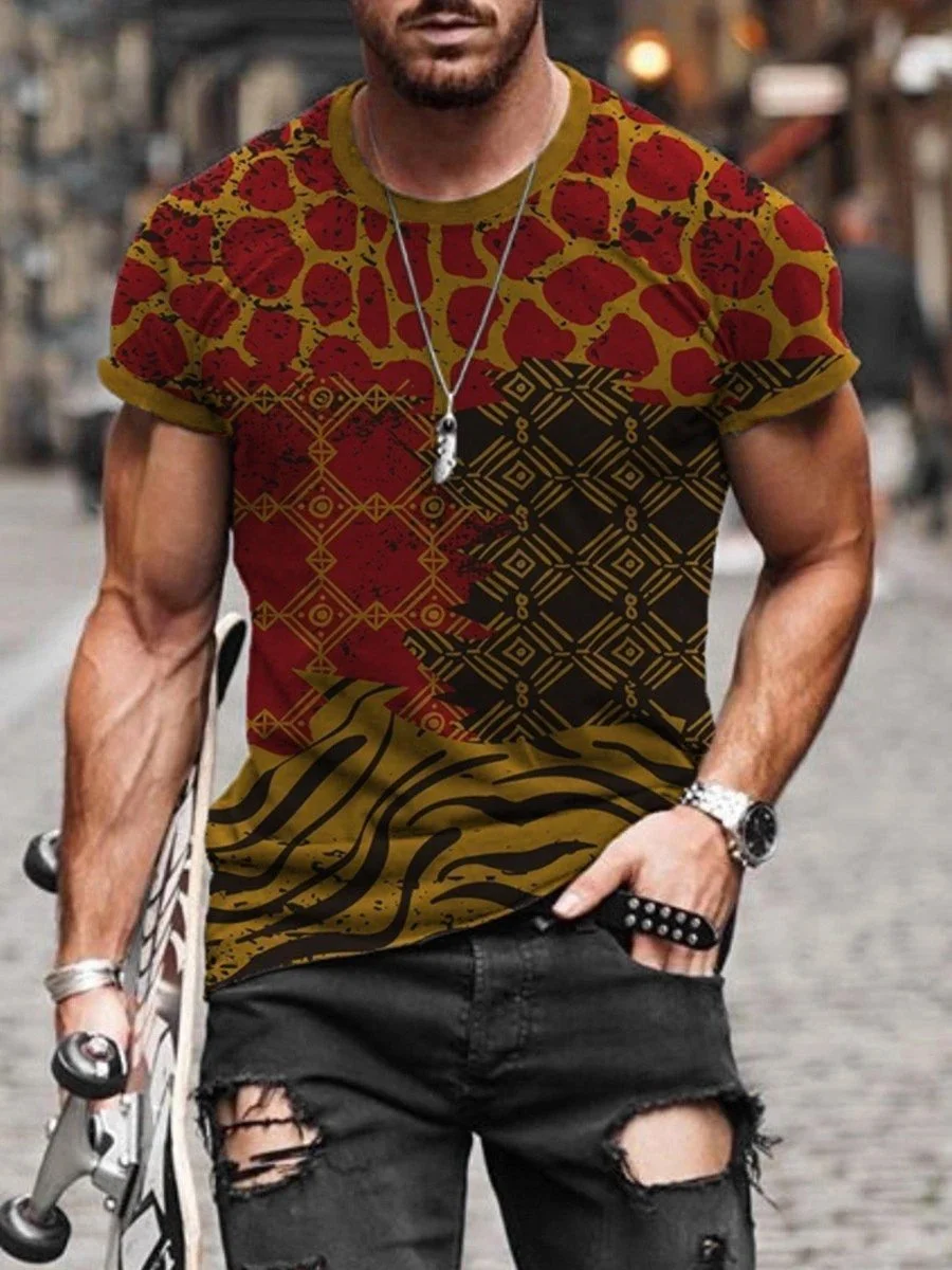 Red Statement Cotton Abstract Shirts & Tops