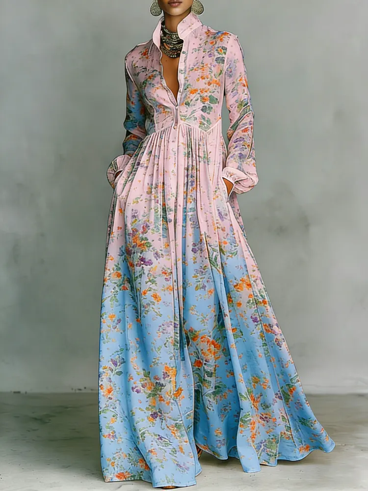 Women's Printed Elegant Romantic Vacation Medium Sleeve Maxi Dress