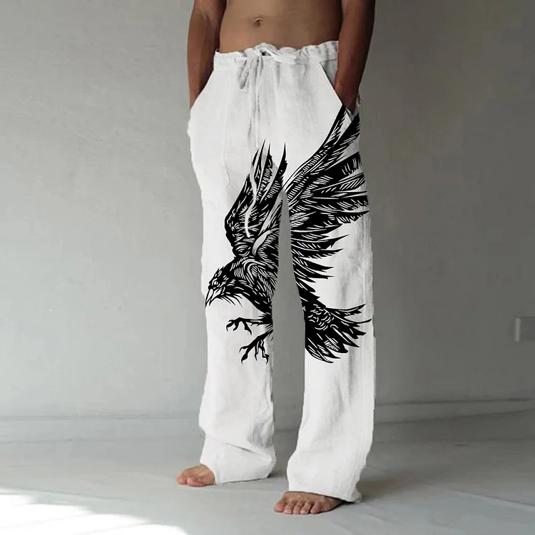 Casual Eagle Print Men's Pants