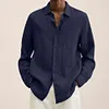 Gioiacombo&trade; Camicia da uomo in cotone e lino a tinta unita sciolta nuova