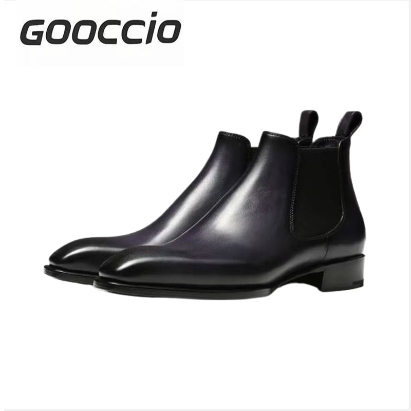 TF180 Calf-Skin Square-Toe Chelsea Boots For Men  GOOCCIO   