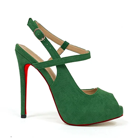 120mm Women's Hot Chick Sling Back Heels Platform Peep Toe Party Wedding Sandals Red Bottoms Pumps-MERUMOTE