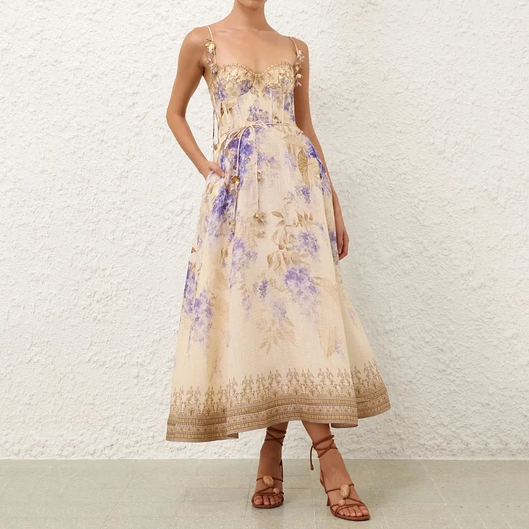 Simpfit Modisches Midikleid mit Blumenmuster und Tube-Top