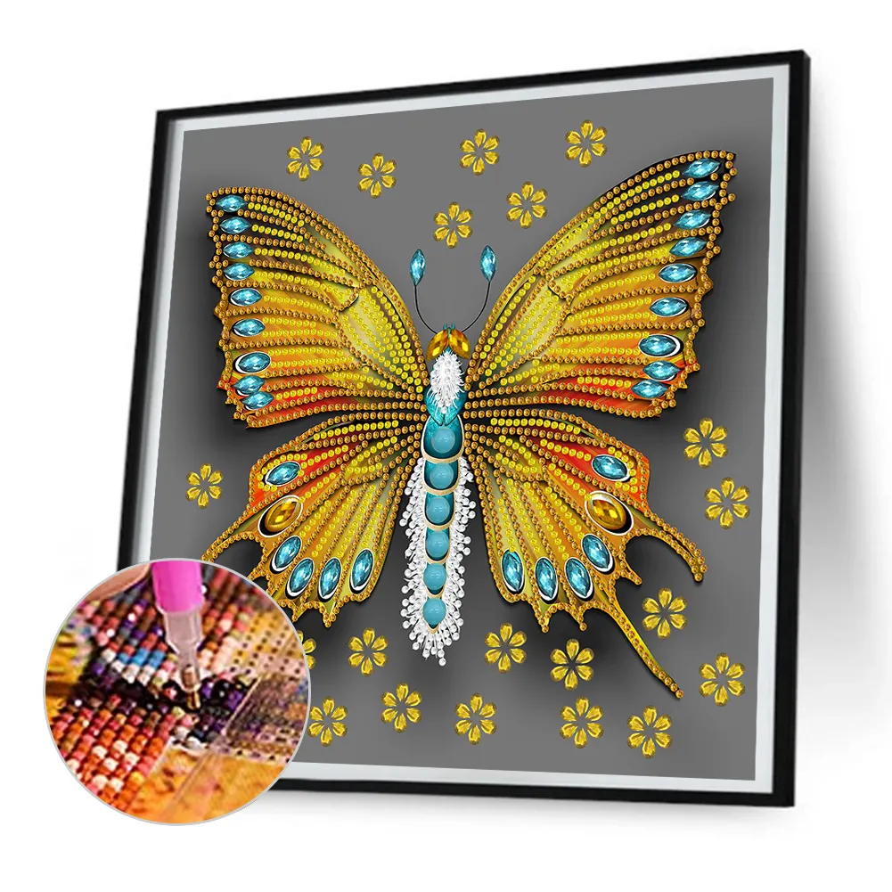 Diamond Painting - Partial Special Shaped Drill - Butterfly Dragonfly(Canvas|30*30cm)