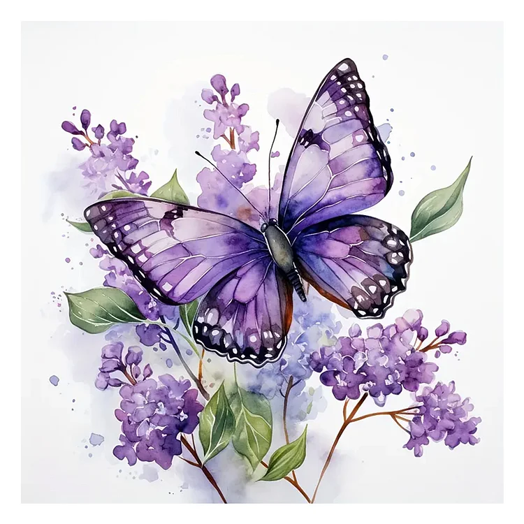 Full Round Diamond Painting - Purple Butterfly 40*40CM