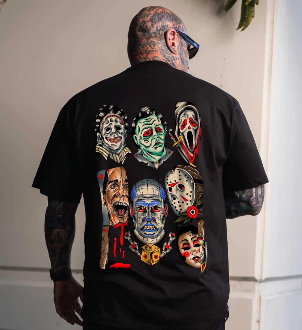 Horror Faces Graphic Print T-shirt