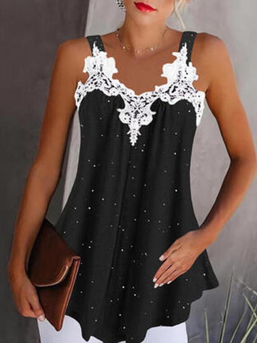 Casual Cotton Blends V Neck Tank | EGEMISS