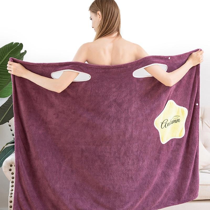 Women Quick Dry Wearable Microfiber plush Bathrobes