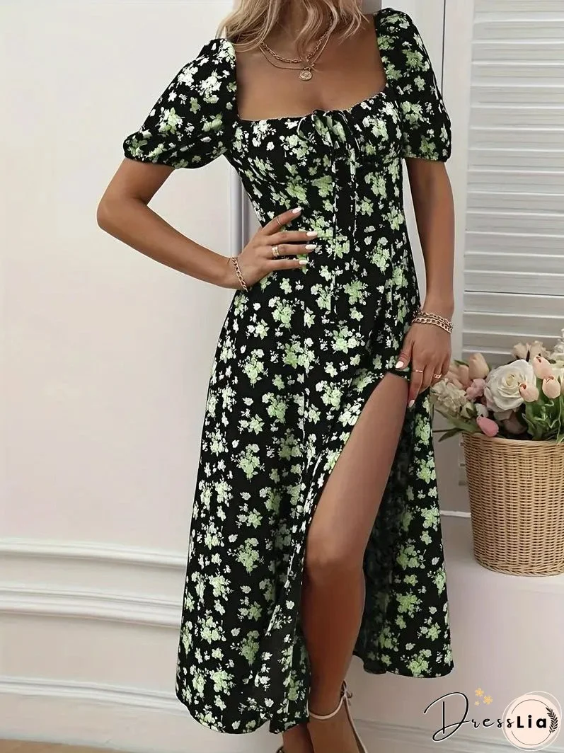 Chic dress with slit for spring and summer