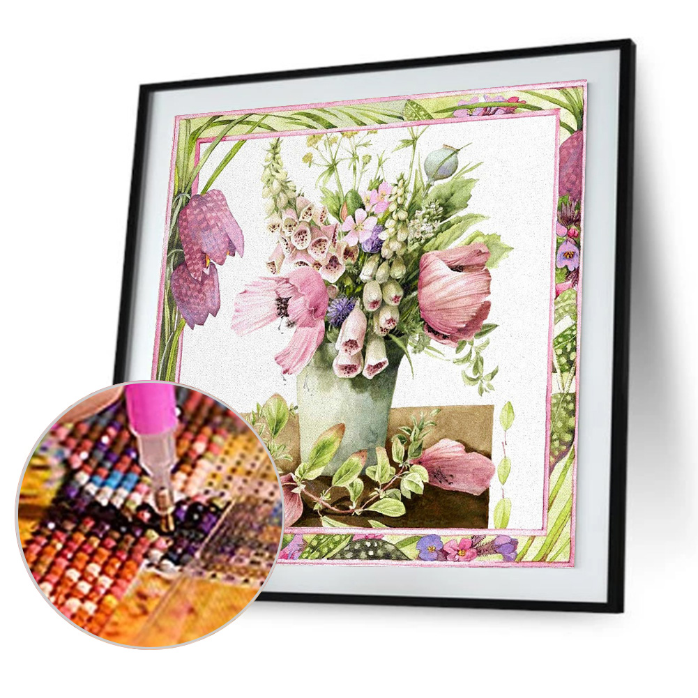 

(Multi-Size) Flowers in Frame - Round/Square Drill Diamond Painting, Square diamond 30*30cm, 501 Original