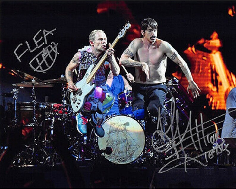 Red Hot Chili Peppers x2 Anthony Kiedes & Flea HandSigned Autograph 8x10 wCOA