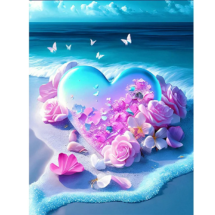 Adult Love Heart & Flower Diamond Painting Set, 5d Full Round