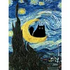 Van Gogh Monet Black Cat - 11CT Stamped Cross Stitch 40*53cm/15.75*20.87in
