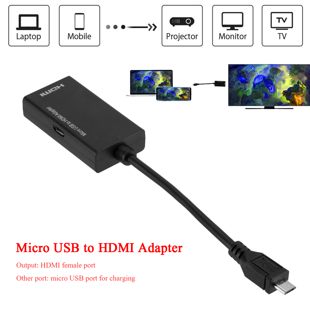 Micro USB to HDMI-compatible Cable Micro USB 2.0 Male to HDMI-compatible Female Adapter Converter от Cesdeals WW