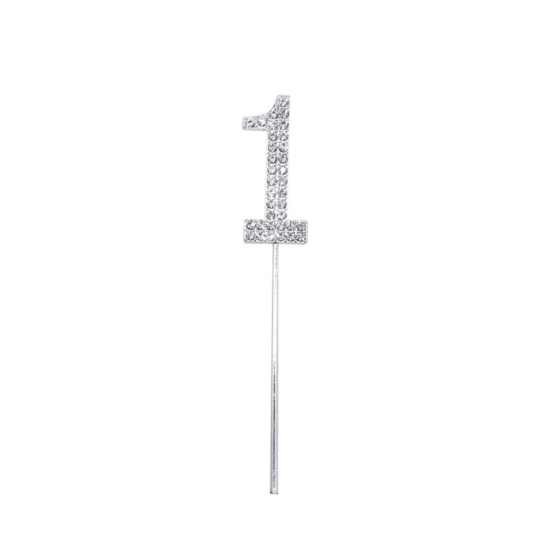 1Pc Gold Silver Diamond-studded Number 0-9 Cake Topper for Birthday Party Decoration Wedding Cake Decorations Cupcake Toppers