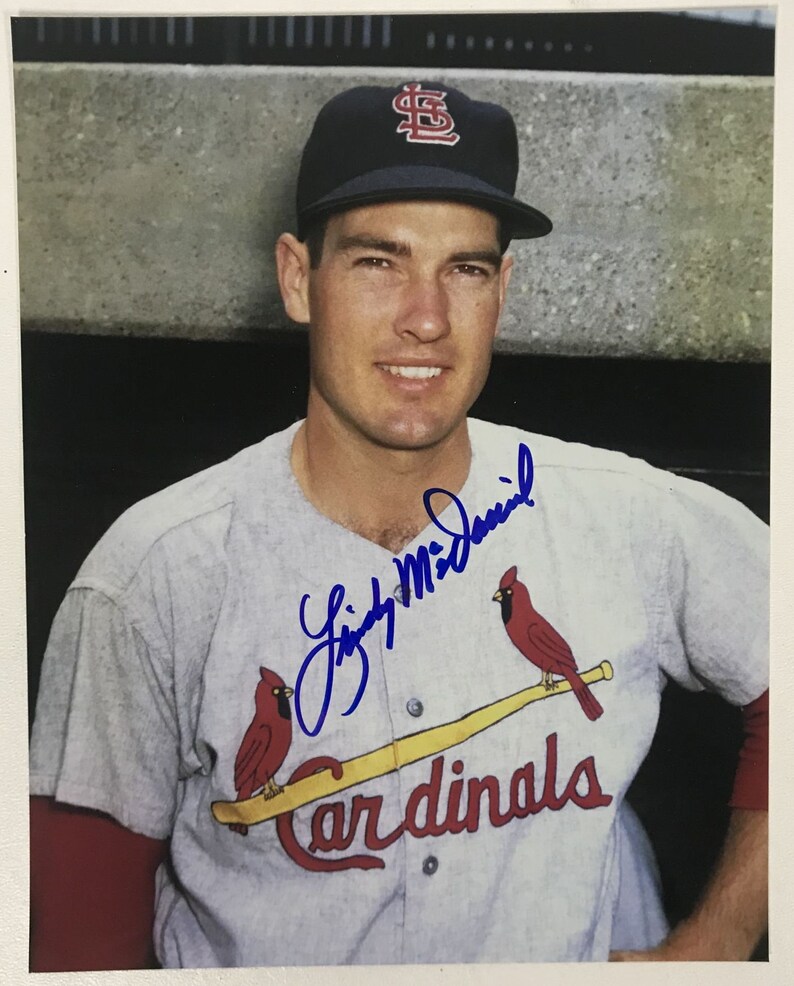 Lindy McDaniel (d. 2020) Signed Autographed Glossy 8x10 Photo Poster painting St. Louis Cardinals - COA Matching Holograms