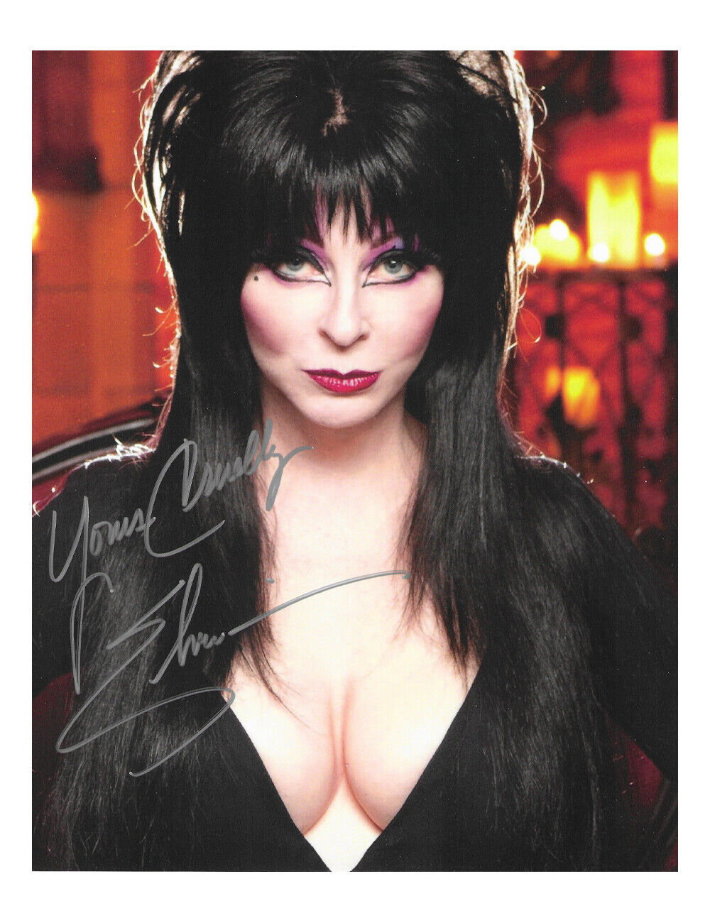 8x10 Elvira Print Signed by Cassandra Peterson 100% Authentic With COA