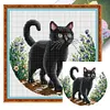 Black Cat In Garden-11CT Stamped Cross Stitch 37*37cm/14.57*14.57in tapestrymarket