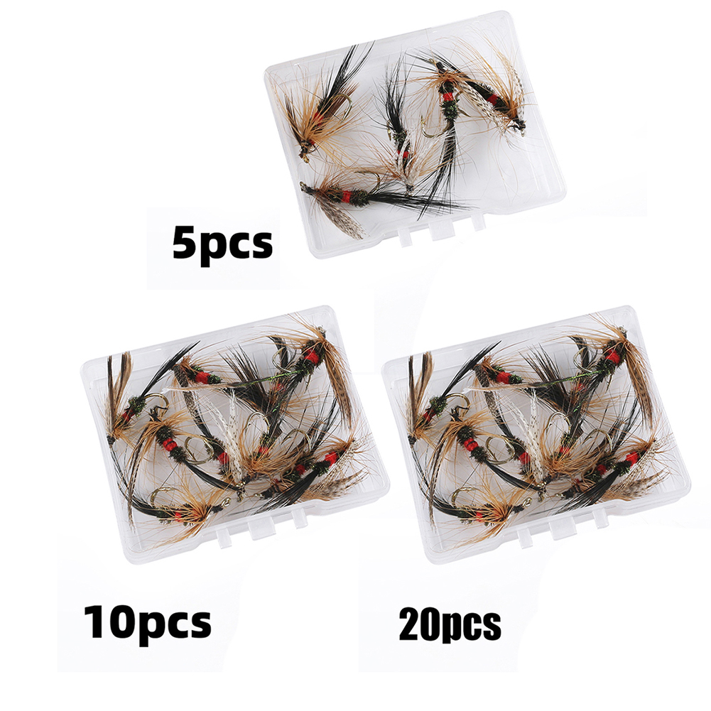 

Fly Fishing Lure Insect Flies Artificial Feather Single Hook Fishing Baits, 5pcs, 501 Original