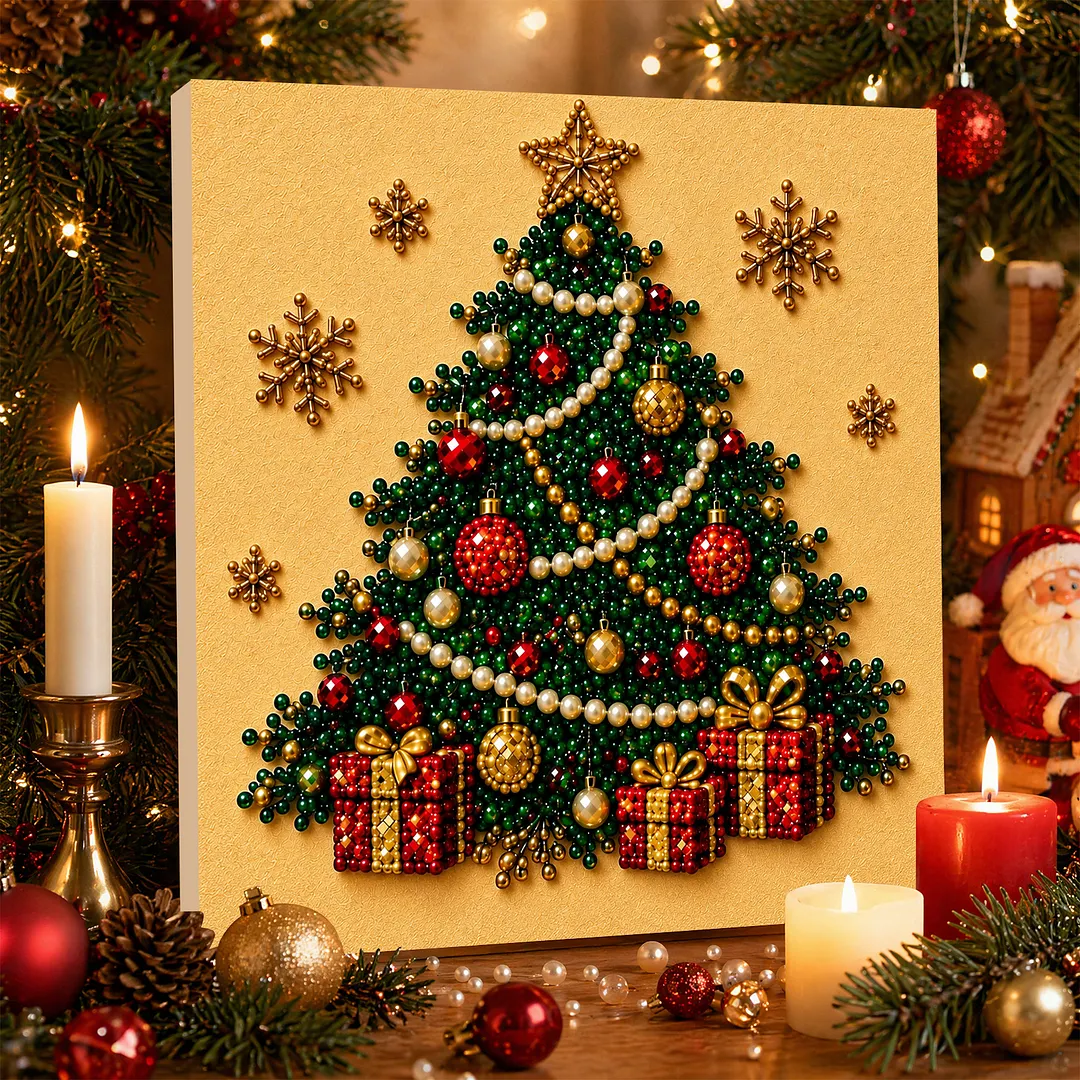Pearl Bead Painting Kit with Frame Christmas Tree 11.81x11.81in