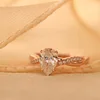 14K Rose Gold 1.5ct Pear Cut Lab Diamond Twist Pave Ring