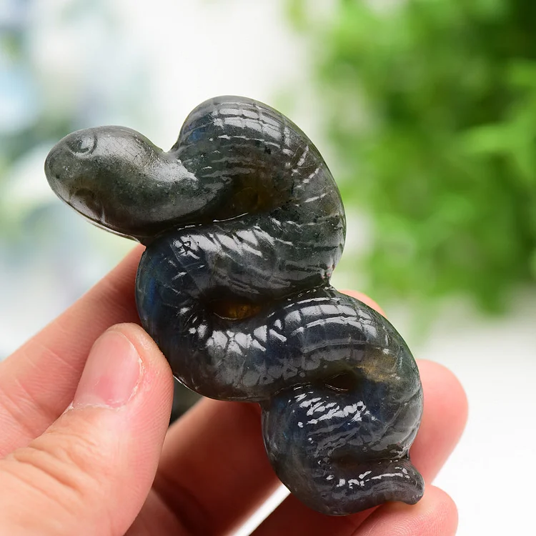 3.3" Labradorite Golden Obsidian Snake Carving