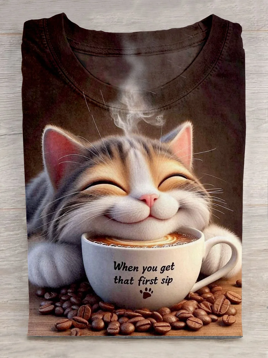 Cute Cat Art Print Causal Short Sleeve T-shirt Eagerlys