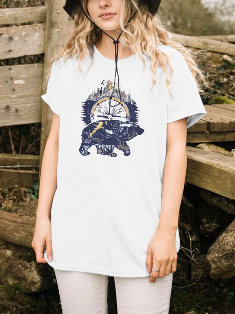 Compass Bear Printed Women's T-Shirt in  mildstyles