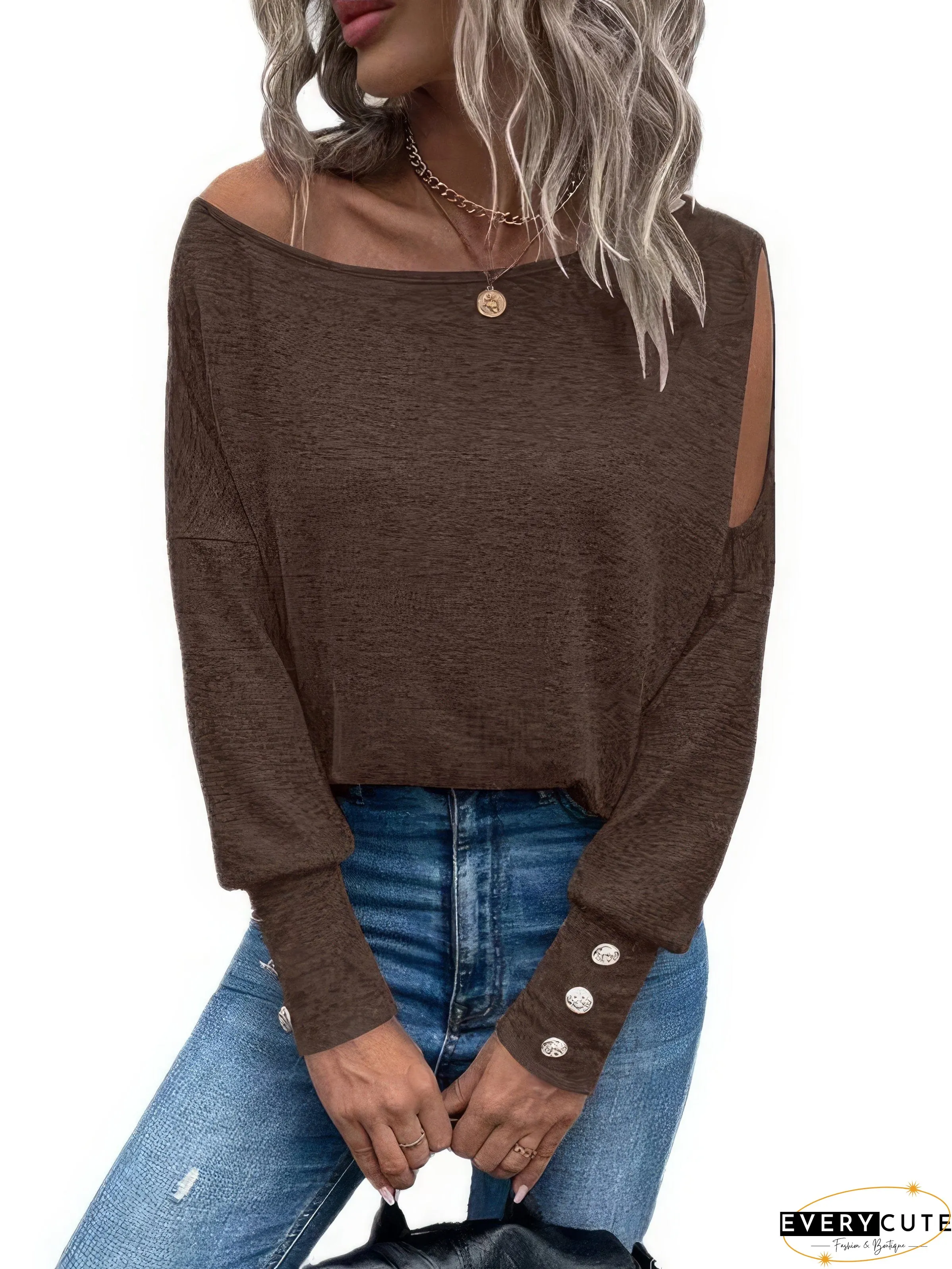 One-Shoulder Button Detail Blouse