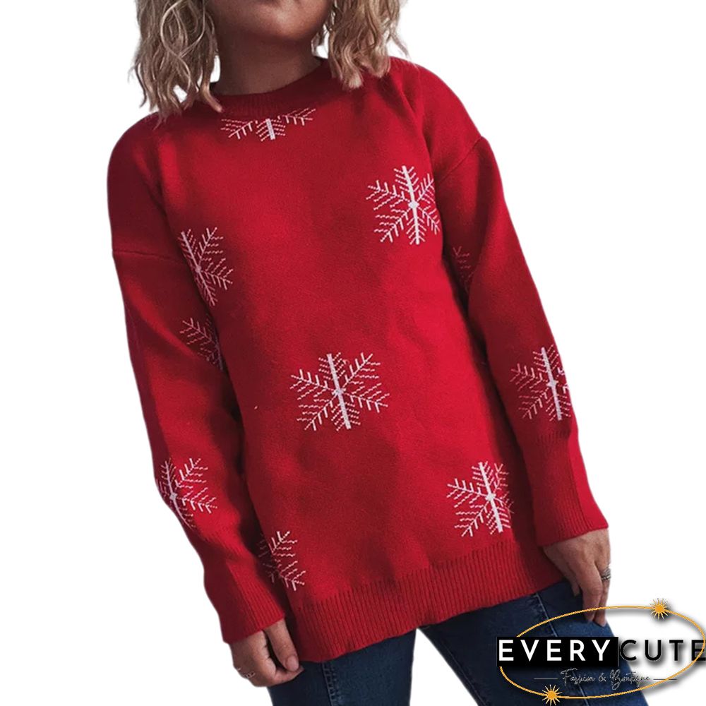 Red Snowflake Print Thicken Christmas Sweater