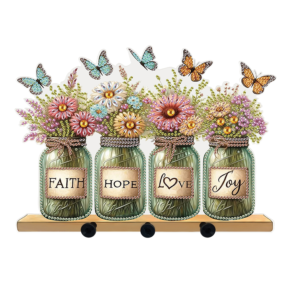 Acrylic Vase Bouquet Diamond Art Hanging Hooks A Row of 3 Hooks DIY Crafts Decor