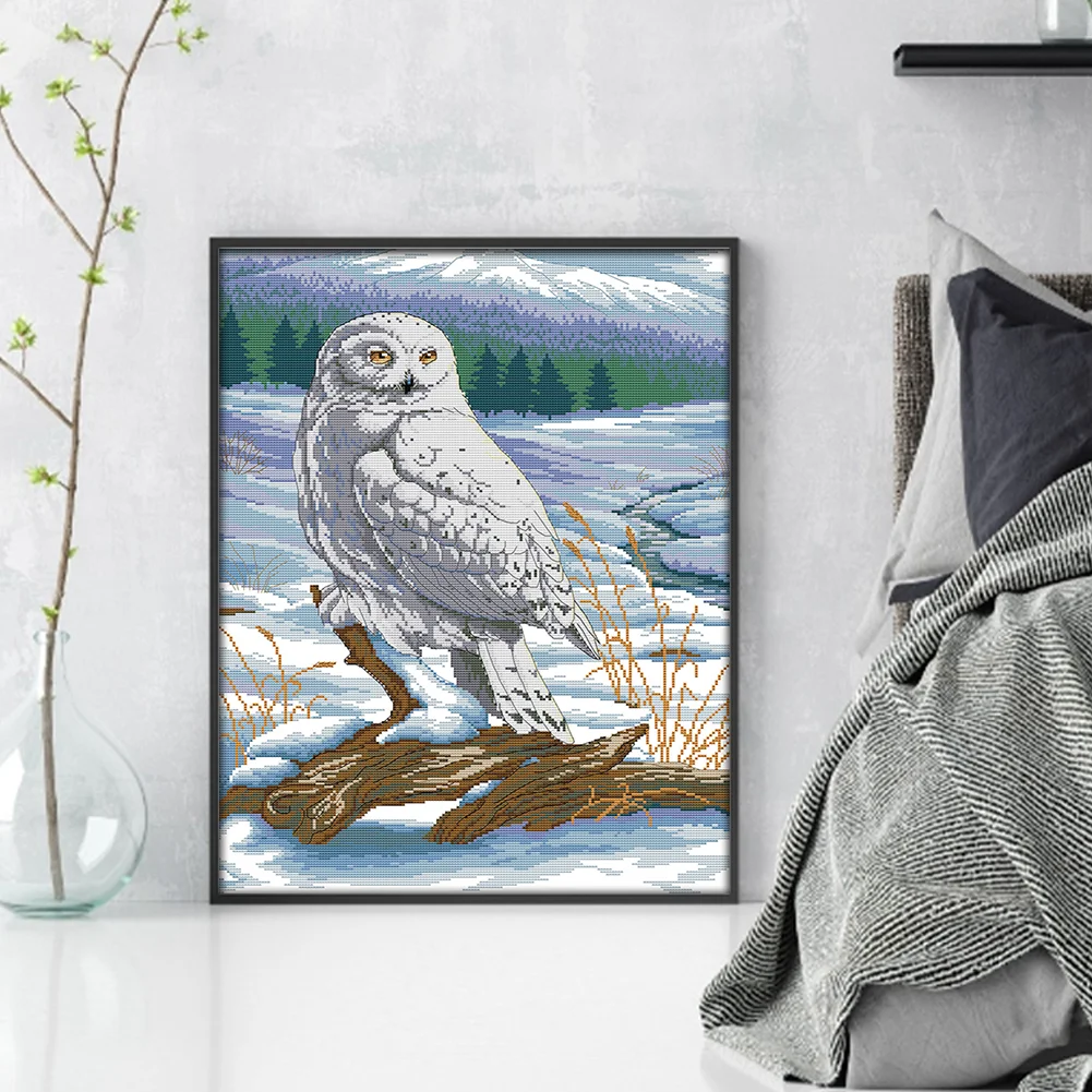 DIY Stamped Cross Stitch 14CT Full Embroidery 41*54cm - Snow Sculpture